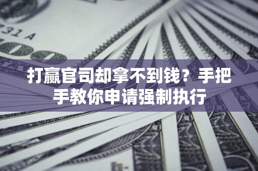 武汉打赢官司却拿不到钱？手把手教你申请强制执行