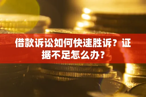 武汉借款诉讼如何快速胜诉？证据不足怎么办？